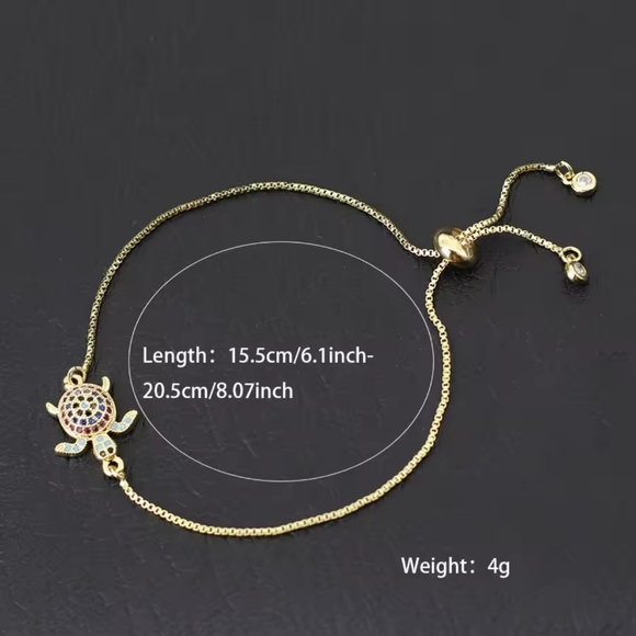 So Pretty and Premiun quality Gold Turtle🐢 Bracelet with Multicolor Crystals - Picture 3 of 5